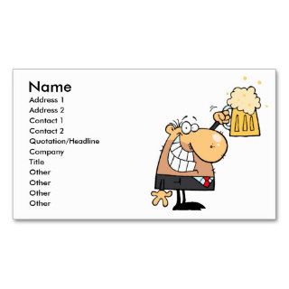 happy man cartoon celebrating with beer business card templates
