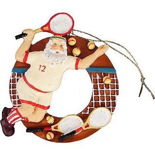 Tennis Racquet Santa on Court Circle Ornament: Sports & Outdoors