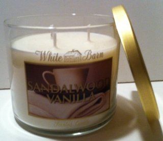 Bath & Body Works White Barn Sandalwood Vanilla Scented Candle 14.5 Oz/ 411 G   Scented Candles