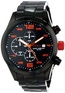 red line Men's RL 50042 BB 11OR Stealth Chronograph Black Textured Dial Black Ion Plated Stainless Steel Watch Watches
