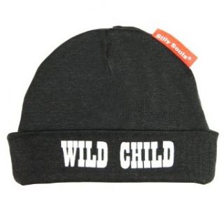 Silly Souls Born to Be Wild Child Beanie Fold Hat Black for Newborn Baby 0 6 Months: Infant And Toddler Hats: Clothing