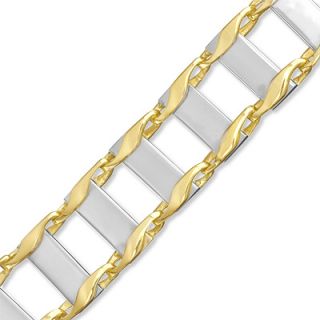 Mens 10.5mm Fashion Link Bracelet in 10K Two Tone Gold   8.75