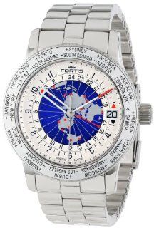 Fortis Men's 674.20.15 M B 47 Worldtimer GMT Swiss Automatic Bidirectional Bezel Stainless Steel Bracelet GMT Date Watch: Watches
