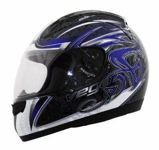 Vega Altura Slayer Graphic Full Face Helmet (Blue, Large): Automotive