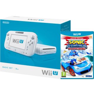 Wii U Console: 8GB Basic Pack   White (Includes Sonic and Sega All Star Racing)      Games Consoles
