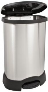 Rubbermaid Commercial FG614787BLA Stainless Steel Oval Step On Trash Can, 30 Gallon Capacity, Black: Industrial & Scientific