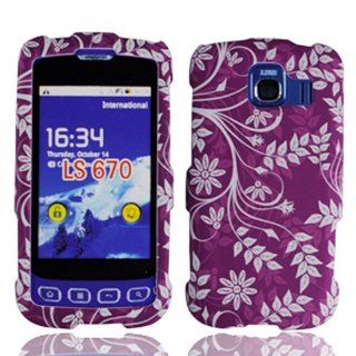 For Sprint Lg Optimus S Ls670 Accessory   Purple Plaid Designe Hard Case Cover: Cell Phones & Accessories
