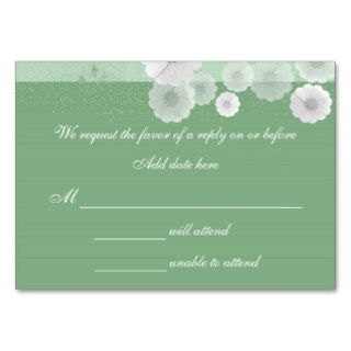 Green And White Floral Wedding Response Card Business Card Templates