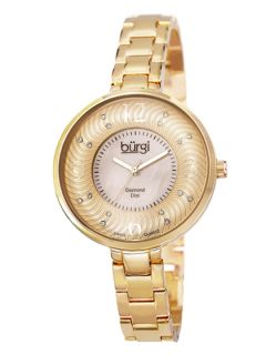Womens Gold, Mother Of Pearl, & Diamond Watch by Burgi