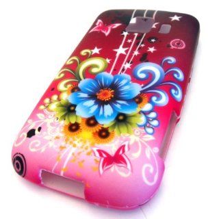 Lg Optimus S V LG VM670 LS670 Blue Yellow Green Daisy Carnival Design HARD RUBBERIZED FEEL RUBBER COATED Case Skin Cover Protector Hard Plastic SPRINT VIRGIN MOBILE: Cell Phones & Accessories