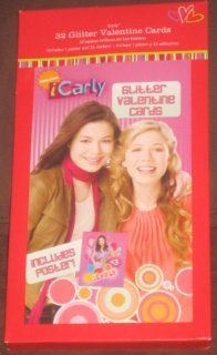 iCarly 32 Glitter Valentine Day Cards with Poster: Toys & Games