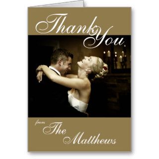 Gold Wedding Thank You Photo Card Template