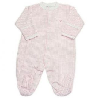 Kissy Kissy Baby girls Homeward Gingham Embroidered Hearts Footie Bodysuit: Infant And Toddler Bodysuit Footies: Clothing