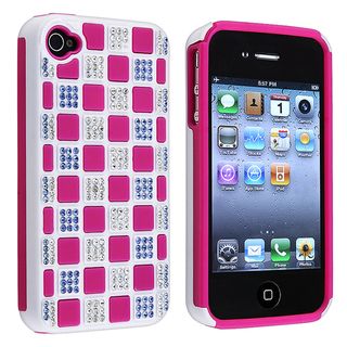 Hot Pink TPU/ White Hard Hybrid Diamond Case for Apple iPhone 4/ 4S Eforcity Cases & Holders