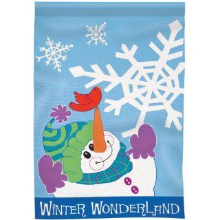 Winter Wonderland Snowman Decorative House Flag : Outdoor Decorative Flags : Patio, Lawn & Garden