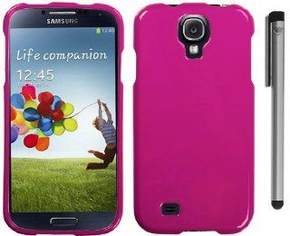 Solid Pink Hard Cover Case with ApexGears Stylus Pen for Samsung Galaxy S4 IV i9500 by ApexGears: Cell Phones & Accessories
