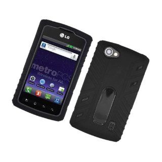[Buy World] for Lg Ms695 Optimus M+ Hybrid Case Black+black: Cell Phones & Accessories