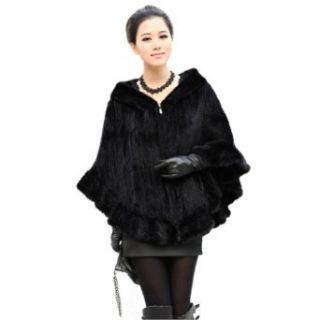 Ferrand Women's Real Genuine Knit/Knitted Mink Fur Cape Poncho Jacket Cape Black at  Womens Clothing store: Fur Outerwear Coats