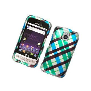 LG Optimus M MS690 C LW690 Blue Green Plaid Glossy Cover Case: Cell Phones & Accessories