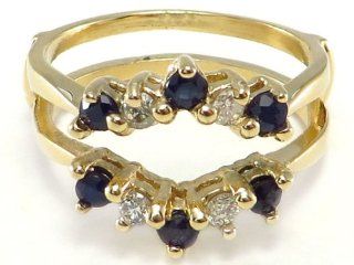 14k yellow gold Sapphire Diamond Ring Wrap Guard Insert Enhancer: Jewelry