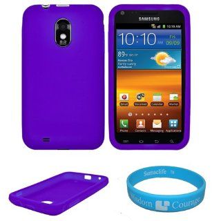 Blue Premium Silicone Skin Cover for Samsung Galaxy S2 Epic 4G Touch (SPH D710) Android Smartphone by Sprint + SumacLife TM Wisdom*Courage Wristband: Cell Phones & Accessories