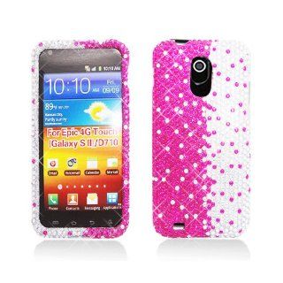 Pink Silver Cascade Bling Gem Jeweled Crystal Cover Case for Samsung Galaxy S2 S II Sprint Boost Virgin SPH D710 Epic Touch 4G Cell Phones & Accessories
