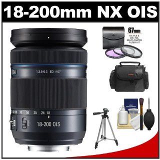 Samsung 18 200mm f/3.5 6.3 NX Movie Pro ED OIS Zoom Lens (Black) with 3 UV/ND8/CPL Filters + Case + Tripod + Accessory Kit for Galaxy NX, NX30, NX210, NX300, NX1100, NX2000 Cameras : Compact System Camera Lenses : Camera & Photo