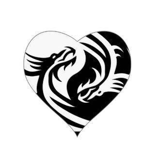 Tribal Dragons Yin Yang (Customize It) Heart Sticker