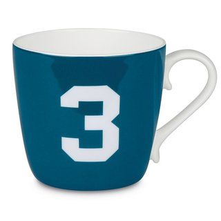 Konitz Number 3 Design Collectible Bone China Turquoise Blue Mug