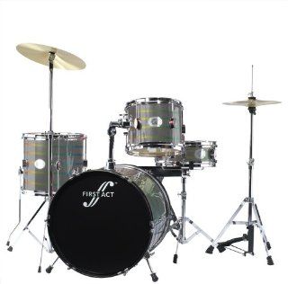 First Act MD704 7PC Gray Hologram Drumset: Musical Instruments