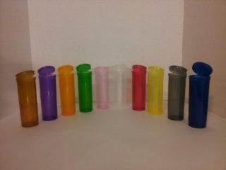 10 Plastic Prescription Vials with Squeeze Top Caps 30 or 60 DRAM RX Medicine Containers in Different Colors Transparent Green, Red, Blue, Pink, Clear, Black, Yellow, Orange, Amber, Violet (Purple) (60 Dram): Health & Personal Care