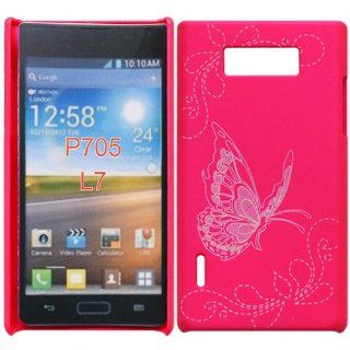 Bfun Hot Pink Butterfly Hard Cover Case Skin For LG OPTIMUS L7 P705/P705G/700 Cell Phones & Accessories