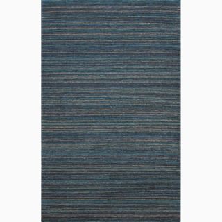 Handmade Stripe Pattern Blue/ Purple Hemp Rug (5 X 8)
