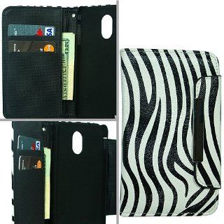 Black White Zebra Stripe Faux Leather Folio Wallet Card Holder Cover Case for Samsung Galaxy S2 S II Sprint Boost Virgin SPH D710 Epic Touch 4G Cell Phones & Accessories