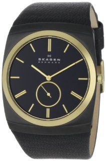 Skagen Men's 511XLBLB Black Dial Black Leather Watch: Watches