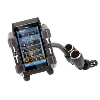 Phone Holder & Cigarette Lighter Mount With Adjustable Arms For Nokia Lumia 710, Lumia 800, Lumia 900, N8 & 6303i: Cell Phones & Accessories