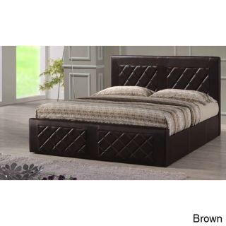 Hodedah Import Tufted Leatherette Upholstered Bed Brown Size Full