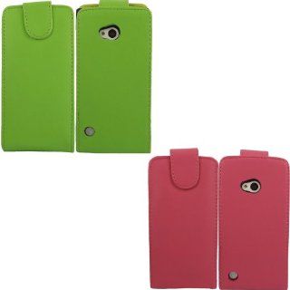 2 Pack Flip Case Cover Skin For Nokia Lumia 720 / Green And Pink: Cell Phones & Accessories