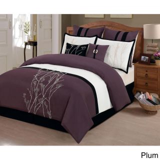 Luxury Home Taylor 8 piece Embroidered Comforter Set Purple Size Queen