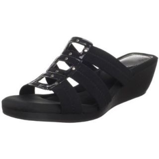 Mootsies Tootsies Women's Yenna Triple Band Wedge Sandal, Black, 9 M US Shoes