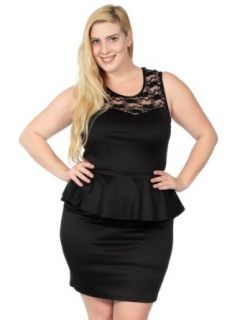 Simplicity plus Classic Cocktail Dress W/ Floral Lace Neckline Peplum Skirt at  Womens Clothing store