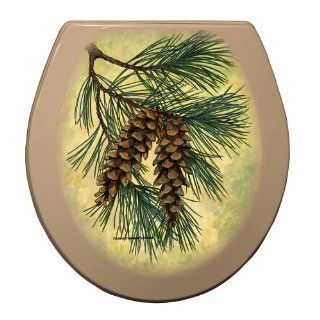 Comfort Seats C1B4R2 718 01CH Pine Cone Round Bone Toilet Seat, Chrome    