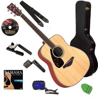 Yamaha FG720S Lefty Guitar STAGE BUNDLE w/ Hard Case, Tuner & Capo: Musical Instruments