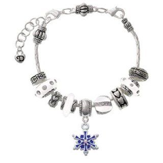 3 D Blue Snowflake with AB Swarovski Crystal White Juliet Beaded Bracelet: Delight: Jewelry