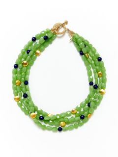 4 Strand Mint Green & Navy Quartz Necklace by KEP