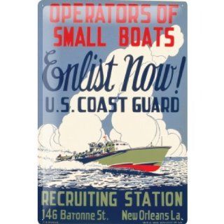 Tin Sign U.S. Coast Guard speedboats recruiting office in New Orleans Poster 20x30 cm Large Metal Wall Decoration Vintage Retro Classic Plaque : Prints : Everything Else