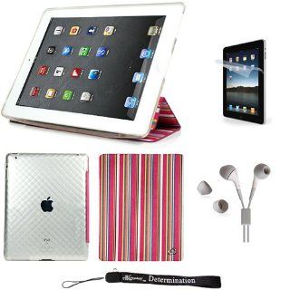 Multi Function Cover Folio with Silicone Skin for New Apple iPad 2 ( Only for iPad 2nd Generation ) + Includes High Quality HD Noise Filter Earphones Computers & Accessories