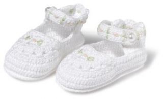 Country Kids Mary Jane Shoe With Embroidery White, 0 6 Months: Clothing