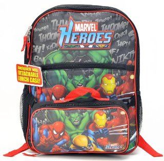Avengers Super Heroes Combo   Marvel's Super Heroes Large Backpack with Detachable Lunch Bag and One Spiderman Trifold Wallet Set Toys & Games