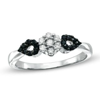 CT. T.W. Enhanced Black and White Diamond Promise Ring in 10K